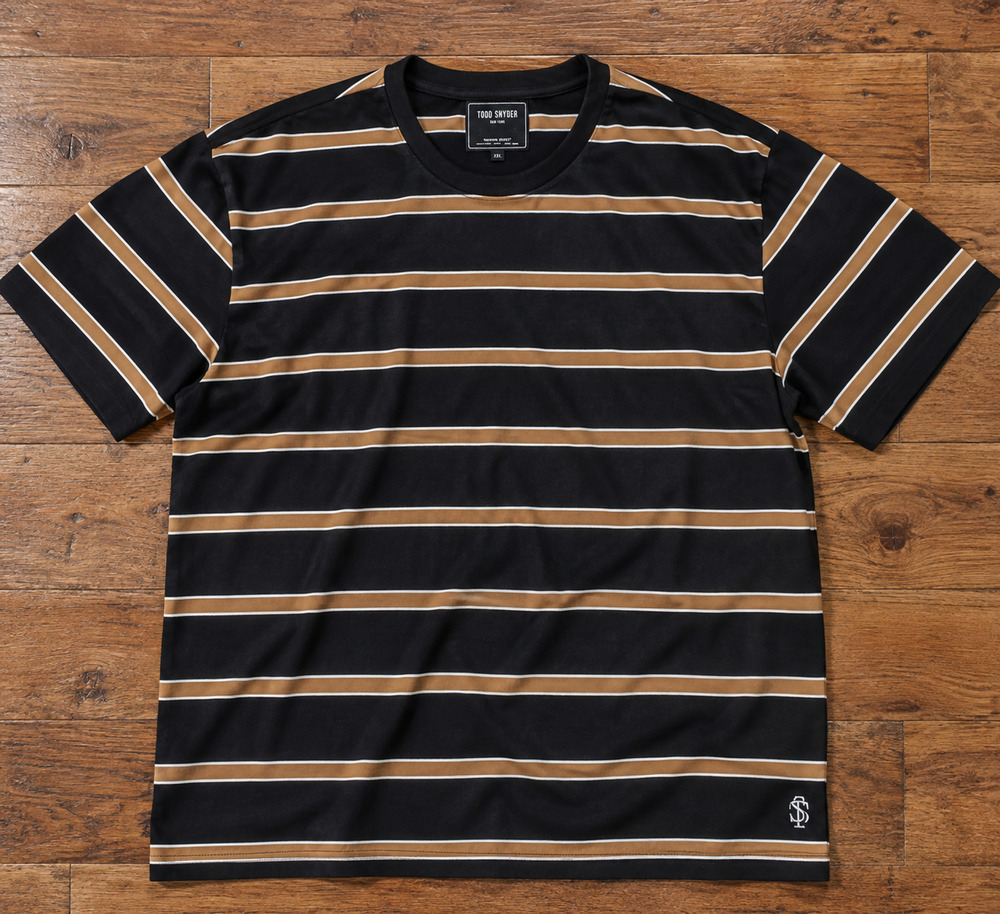 Todd Snyder Striped Boxy Tee Men's 2XL Black Brown Cotton Portugal NWOT Rare